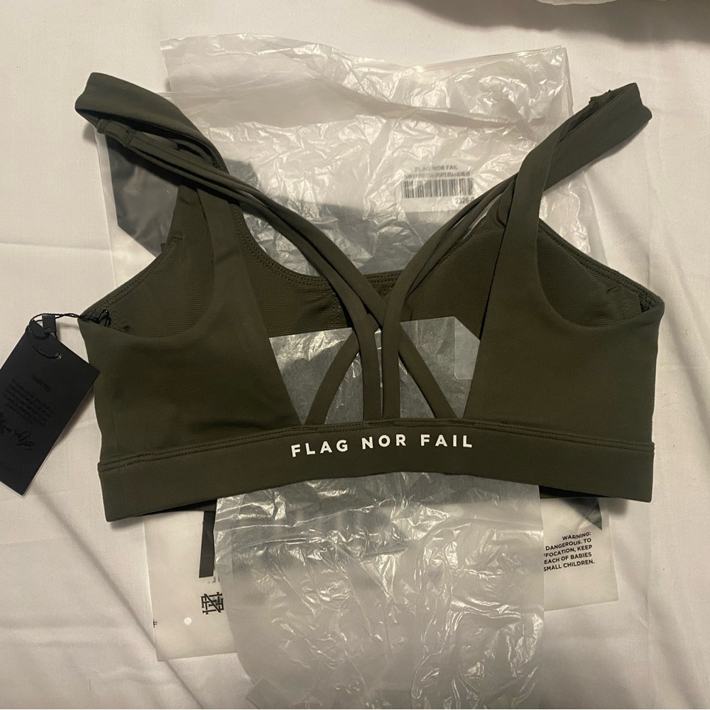 Flag Nor Fail CrissCross Sports Bra - Olive - Picture 2 of 4